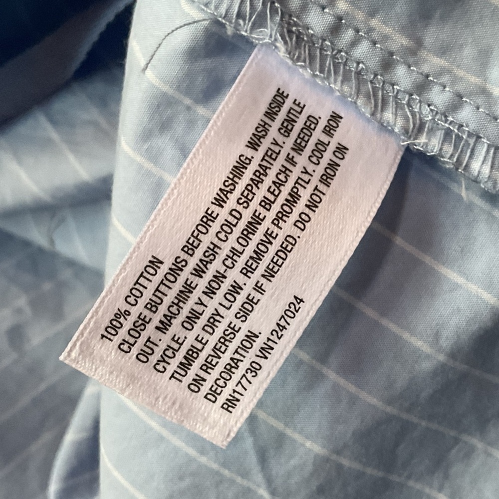 Light Blue Button Down Shirt with Pearls - Picture 6 of 7